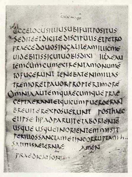 Last page of the Gospel of Mark in the Codex Bohiensis