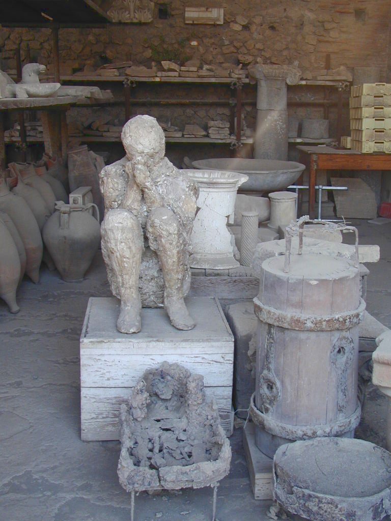 Cast of man caught in the destruction of Pompeii