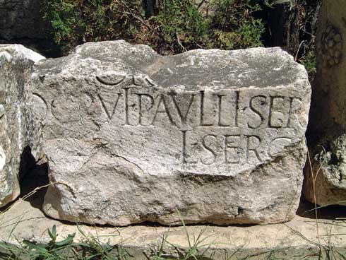 Stone with Sergius Paulus chiseled into it